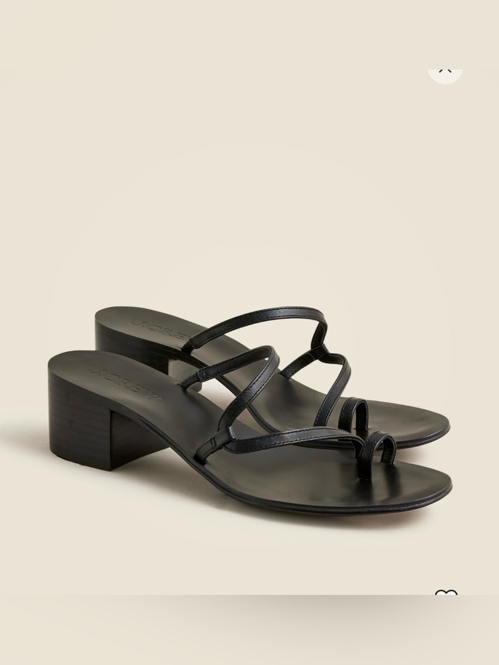 NIB JCREW black leather strappy toe ring sandal w/ 2” stacked heel sz 10.5
